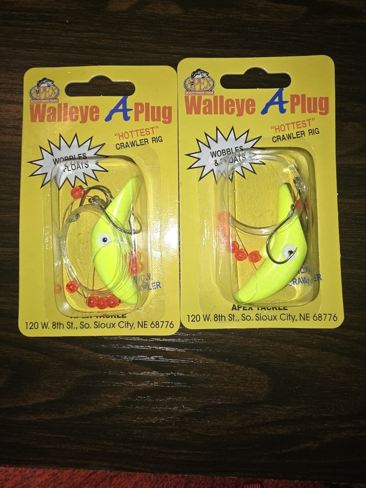 (2) Apex Walleye A Plug Crawler Rigs Double Hook Fish Rig