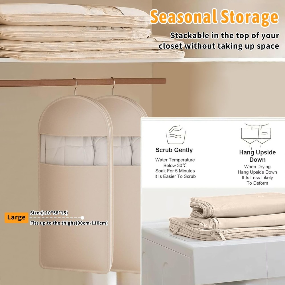 Space Saving Hanging Garment Bag with Self Compression Zipper,Space Saving Ha...