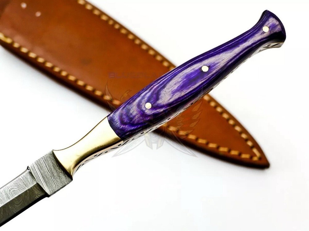 Damascus Double Edged Slick Tooth Pick Boot Knife