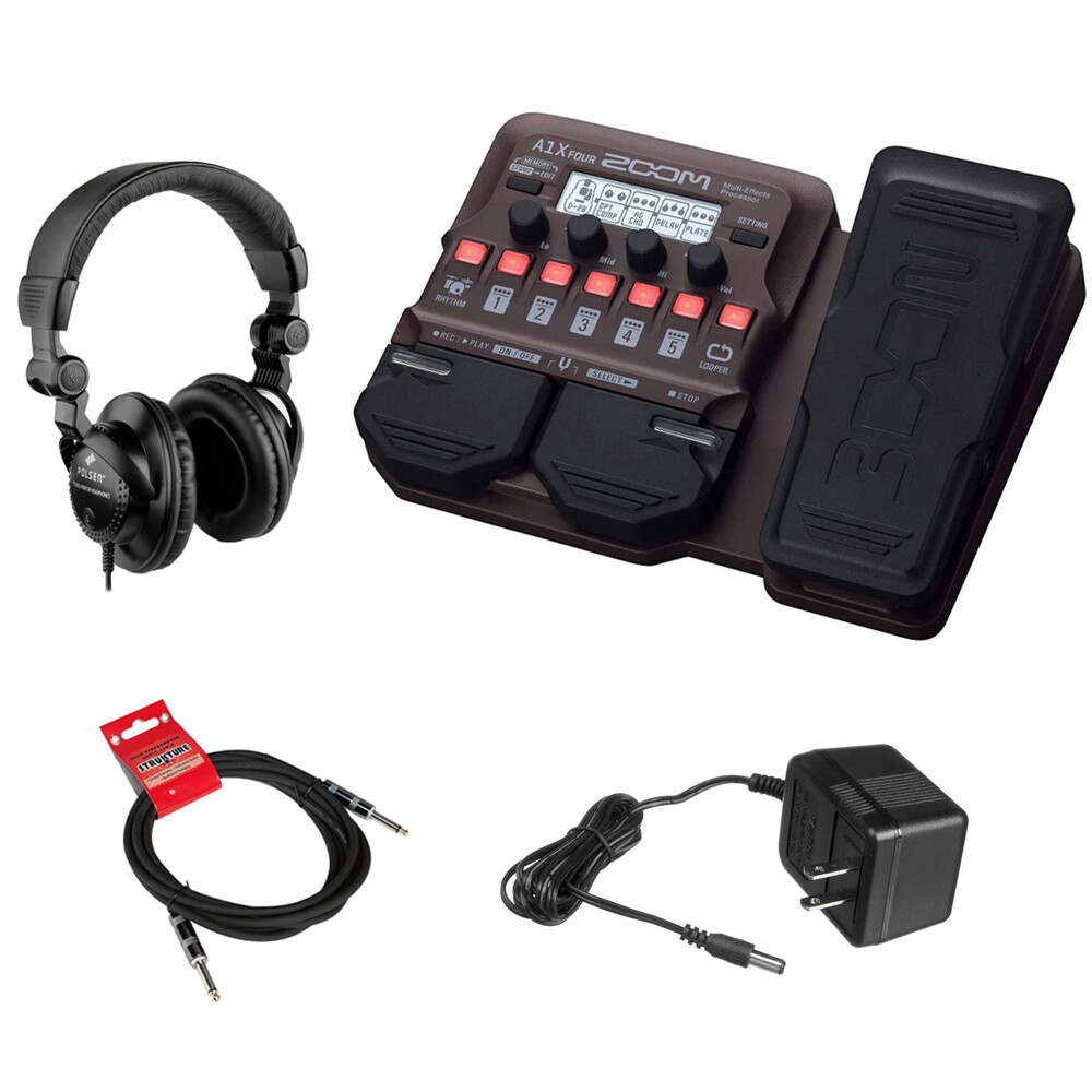 Zoom A1X Four Acoustic Multi-Effect Processor w/ Headphones, Adapter & Cable