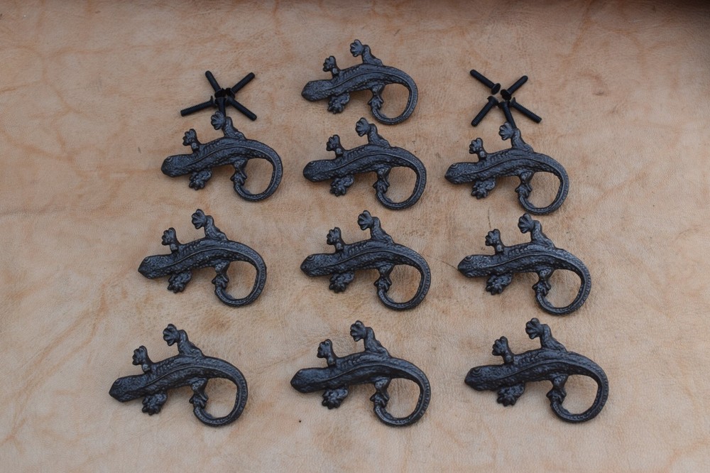 Cast iron door knob Lizard Shape Cabinet Dresser Drawer Pulls Handles knobs 10pc