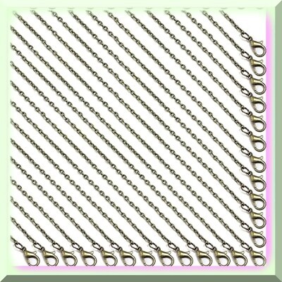 24 Pack 2mm Antique Bronze Cable Link Chains, 18 Inches