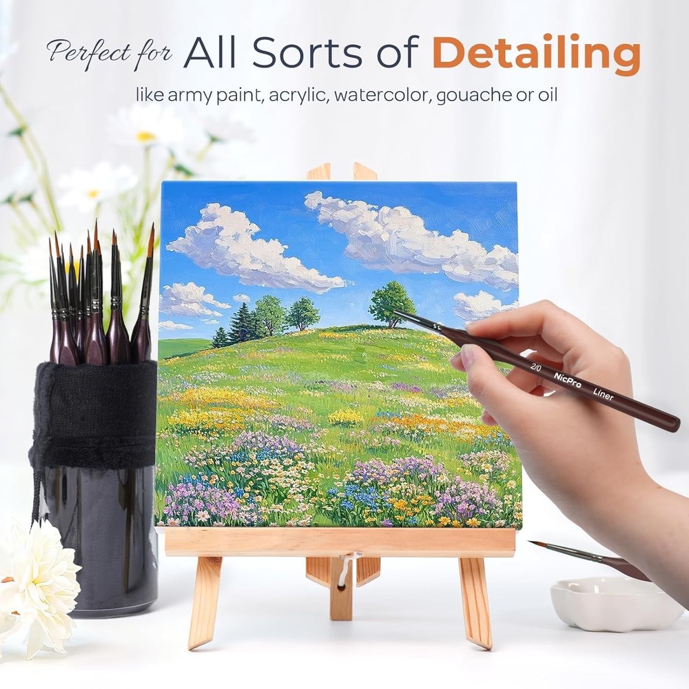 Professional 15 Brushes Set with Triangular Handles for Fine Detailing Art