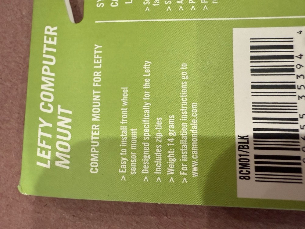 CANNONDALE LEFTY COMPUTER SENSOR MOUNT NOS 8CM01/BLK