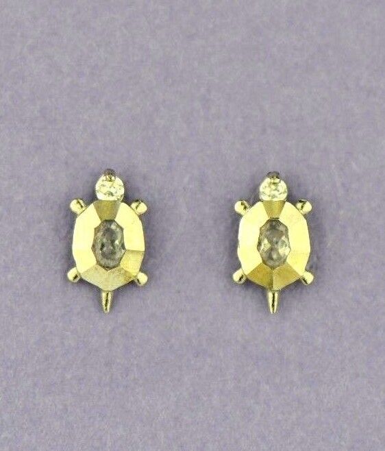 14k Yellow or White Gold Turtle CZ Stud Earring