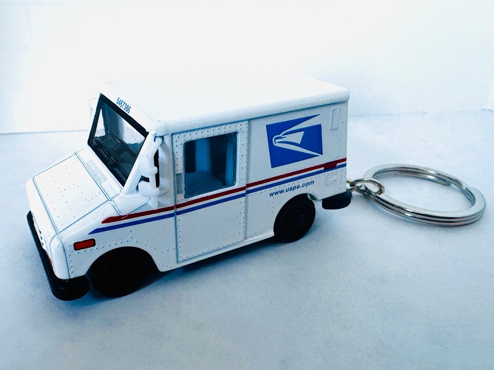 USPS Postal Truck Die-Cast Windup Pullback Keychain