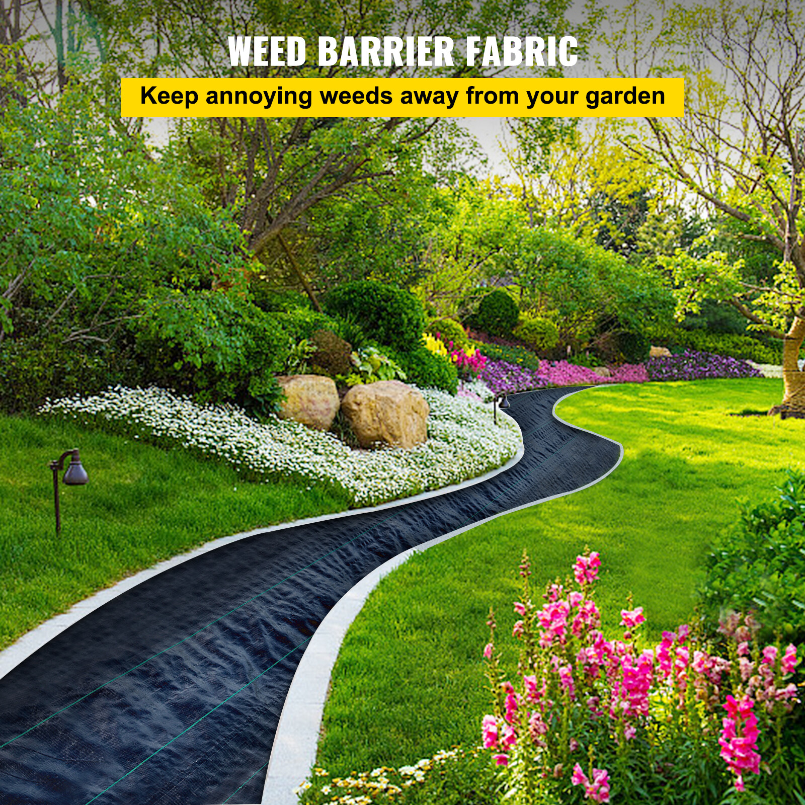 VEVOR Weed Barrier Landscape Fabric Geotextile Fabric 6 x 250 FT 4.1OZ PP Woven