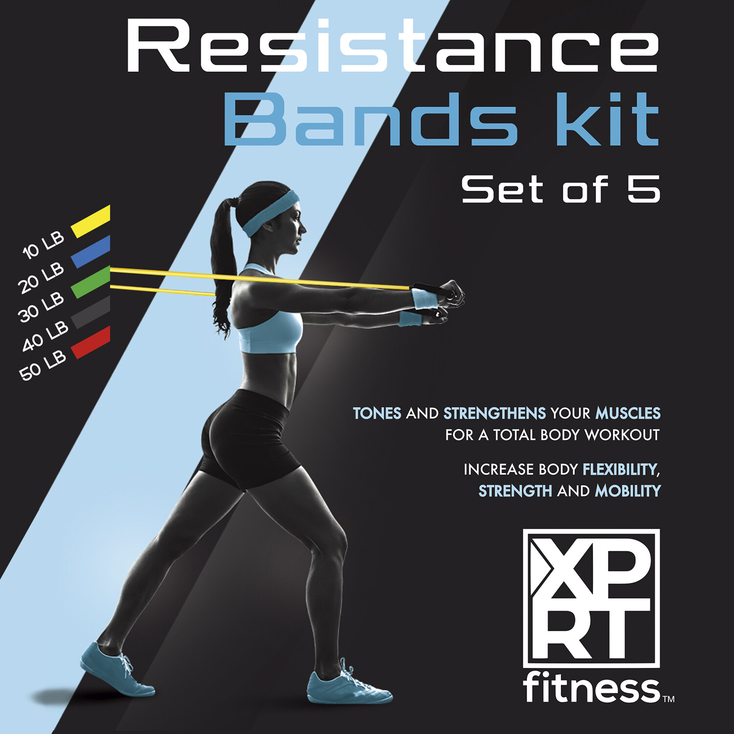XPRT Fitness 11 PCS Resistance Bands Set Home Gym Exercise Tube Bands Training