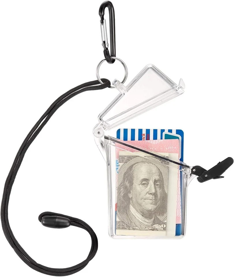 3 Pack Waterproof ID Badge Holder Case Clear Vertical Black,