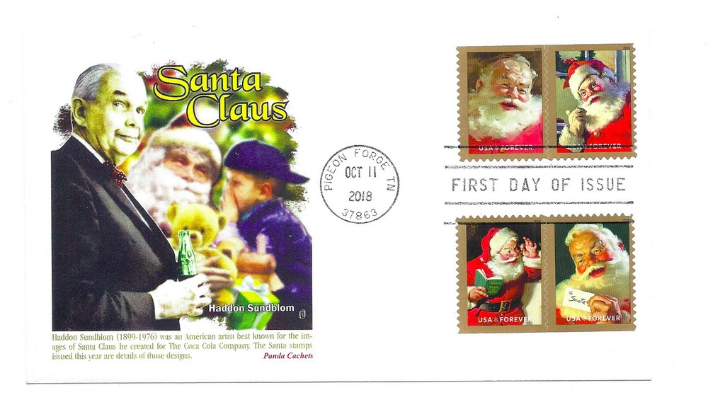 5332-35 Christmas 2018, Sparkling Holidays on one Panda Cachets, FDC