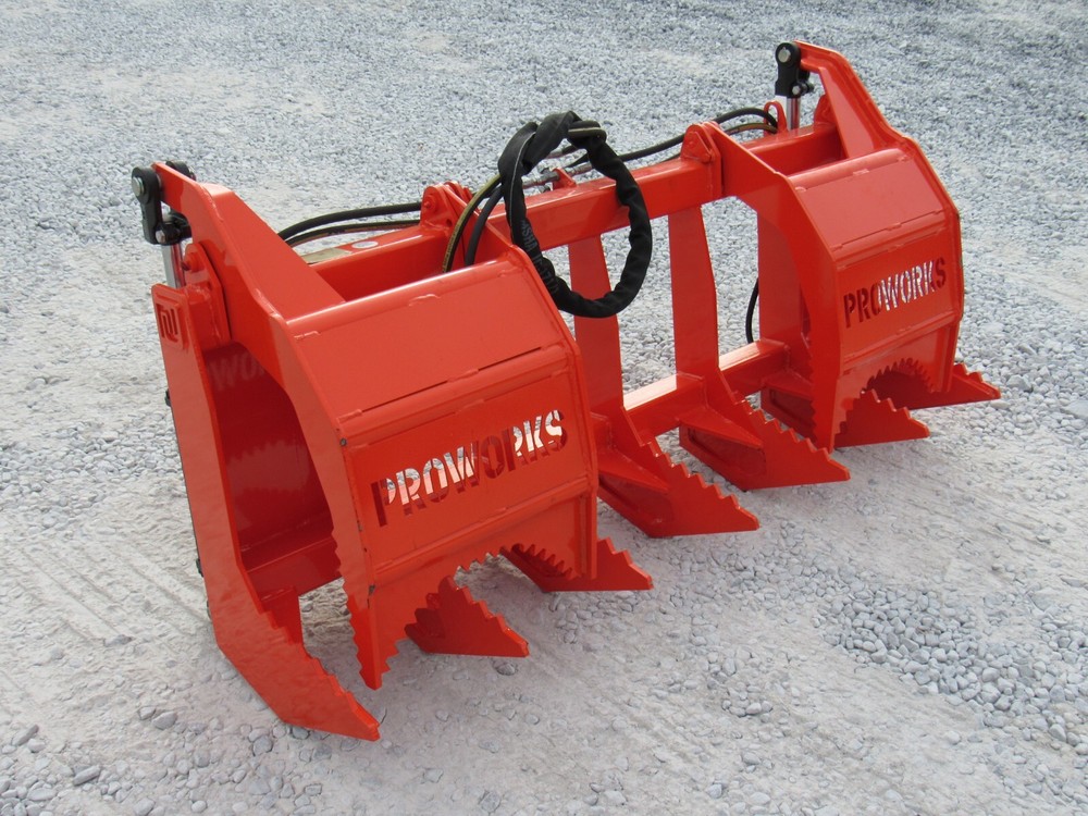 60" Dual Tine Root Rake Clam Grapple Attachment Fits Universal Quick Attach