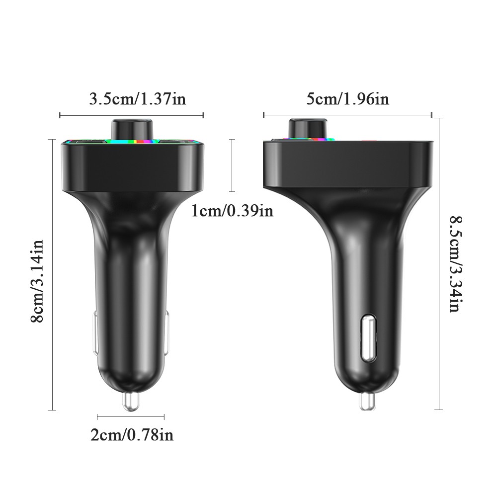 2x Bluetooth 5.0 Wireless Car FM Transmitter Adapter 2USB PD Charger Hands-Free