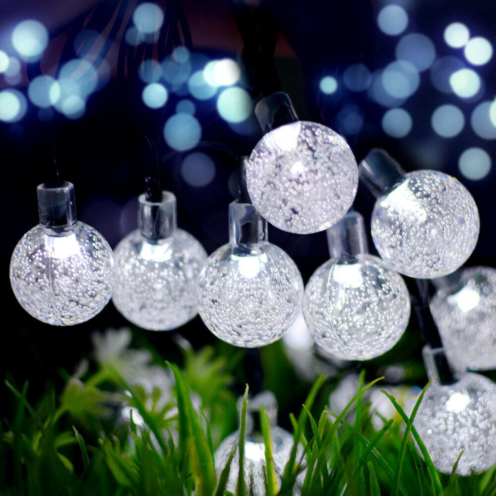 33FT 100LED Outdoor Solar Globe String Lights Bubbles Ball 8 Modes Yard Light