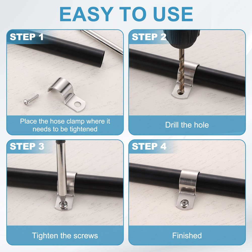 12Pcs 25mm(1") One Hole Rigid Pipe Strap with Screws, Silver