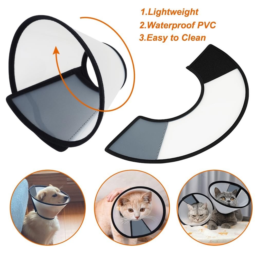 Vivifying Cat Cone, Adjustable Recovery Pet Three Sizes M, Black