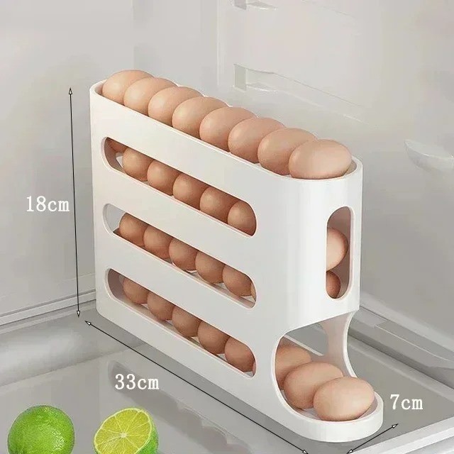 4-layer Slide Egg Storage Box Ladder Style Egg Box Storage Refrigerator Side Doo