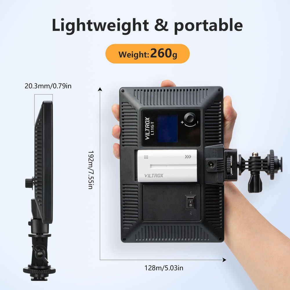 15W LED Video Light Panel, 3300K-5600K On Light, Super Thin Key Light Panel w...