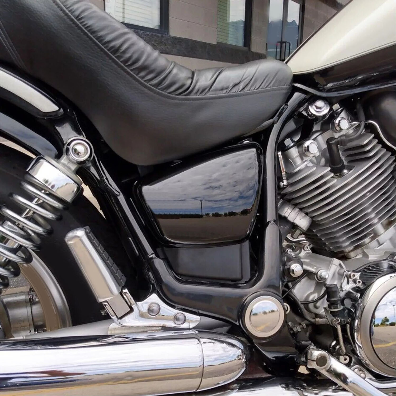 For Yamaha 1984-up XV700 750 1000 1100 Virago Side Panel Battery Cover Black