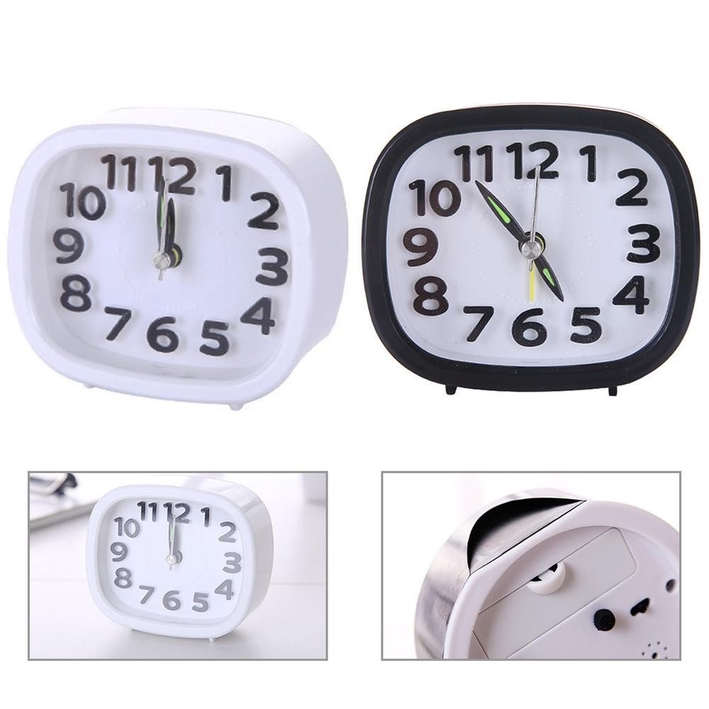 Black Cute Clock Alarm Clock Alarm Battery Clock Clocks Quartz Rectangle