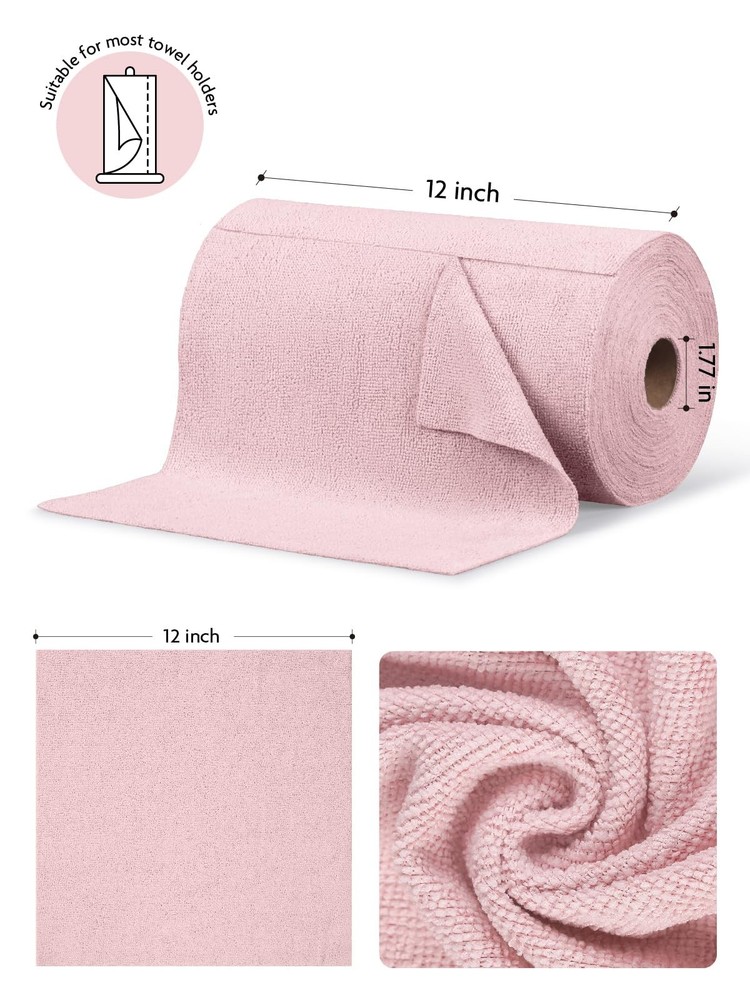 Fantasticlean Microfiber Cleaning Cloth Roll -75 Pack, Tear 75 pack, Pink