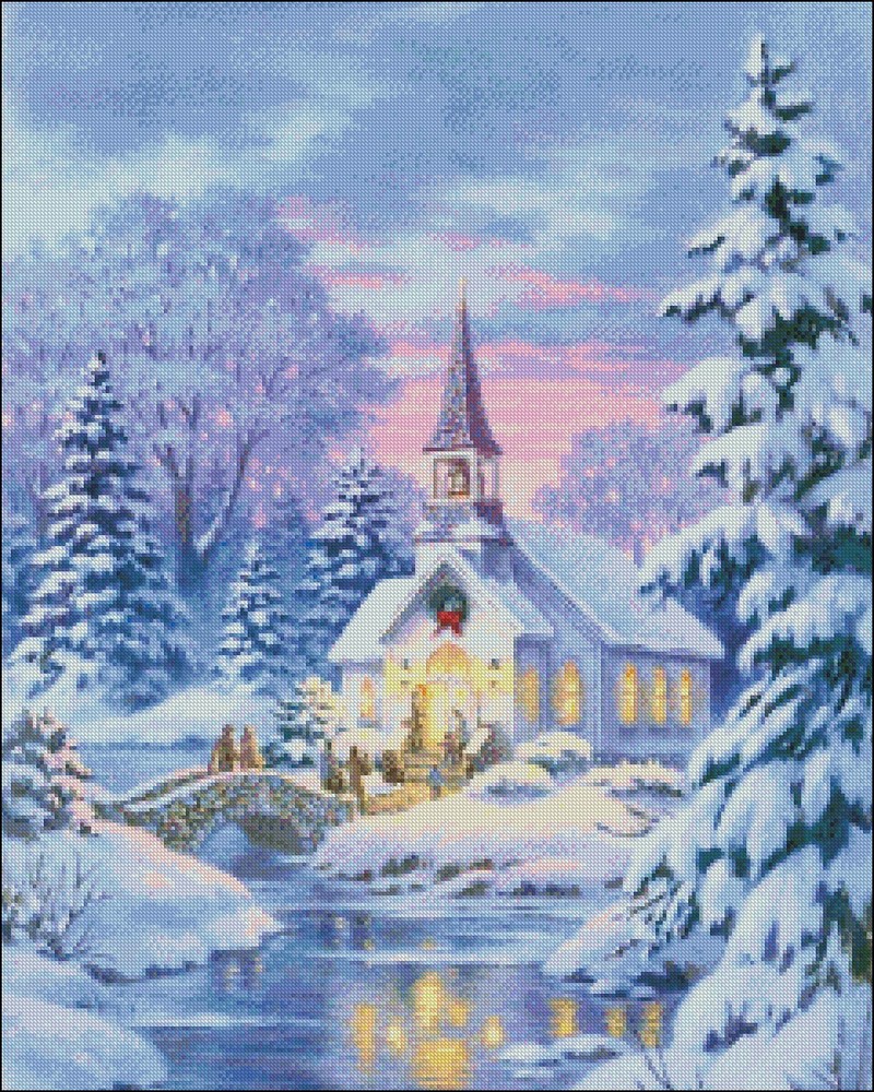 Chart Needlework Embroidery DIY Counted Cross Stitch Patterns - Village Chapel