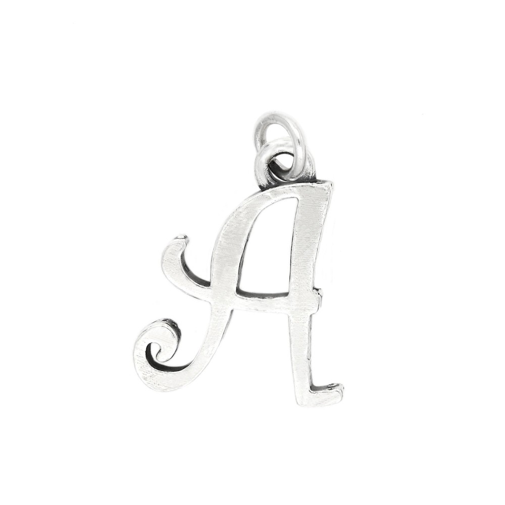 Sterling Silver Cursive Curlz Initial Letter Charm Pendant