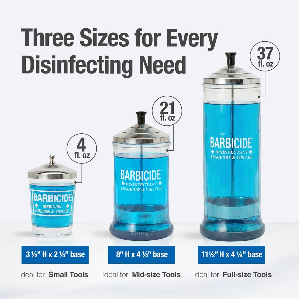 Disinfecting Jar (Large - 37 Fl Oz) – Durable Glass Immersion Container with Sta