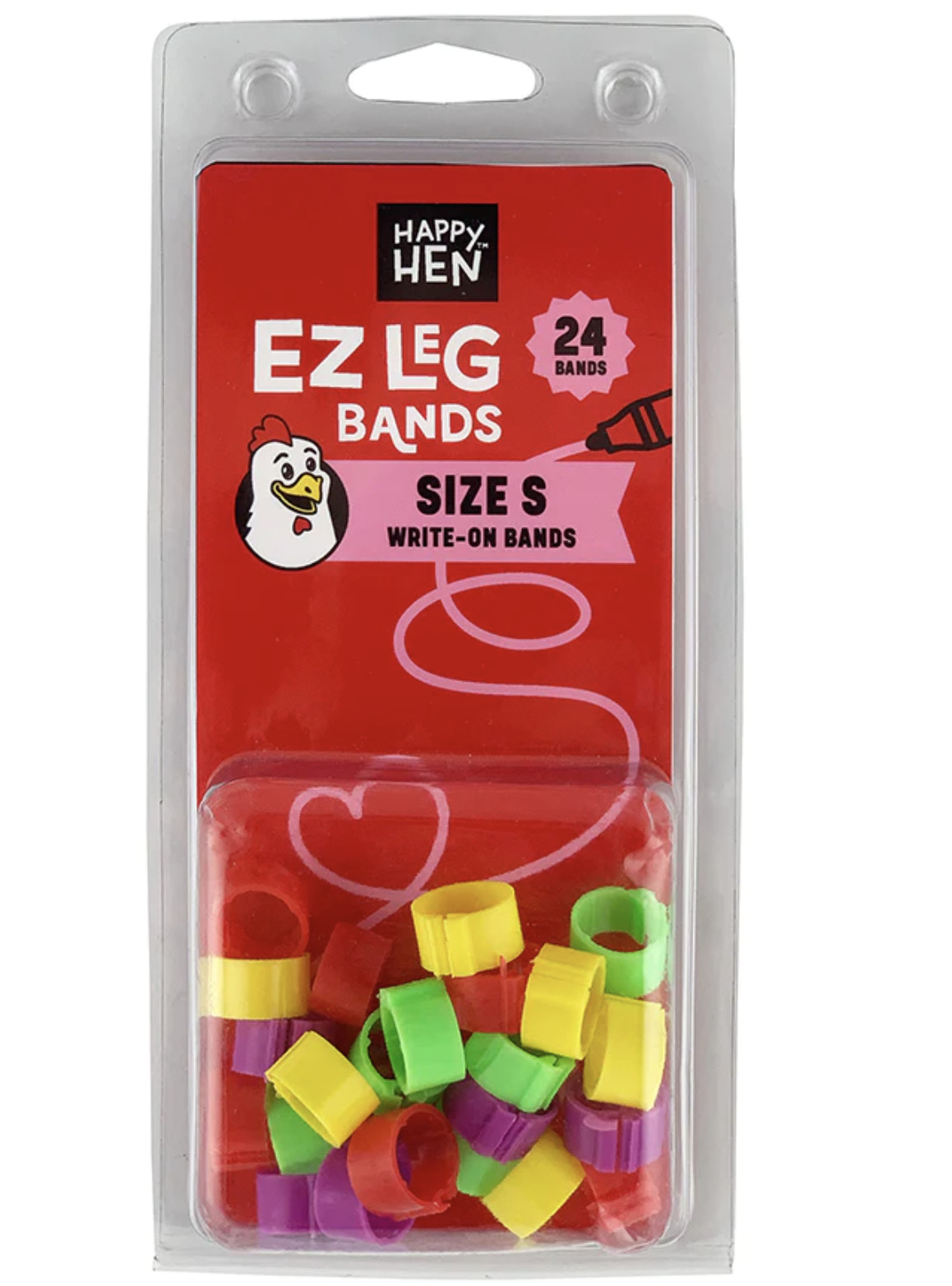 Happy Hen EZ Leg Bands, Write on Bands for Chickens, Small or Medium
