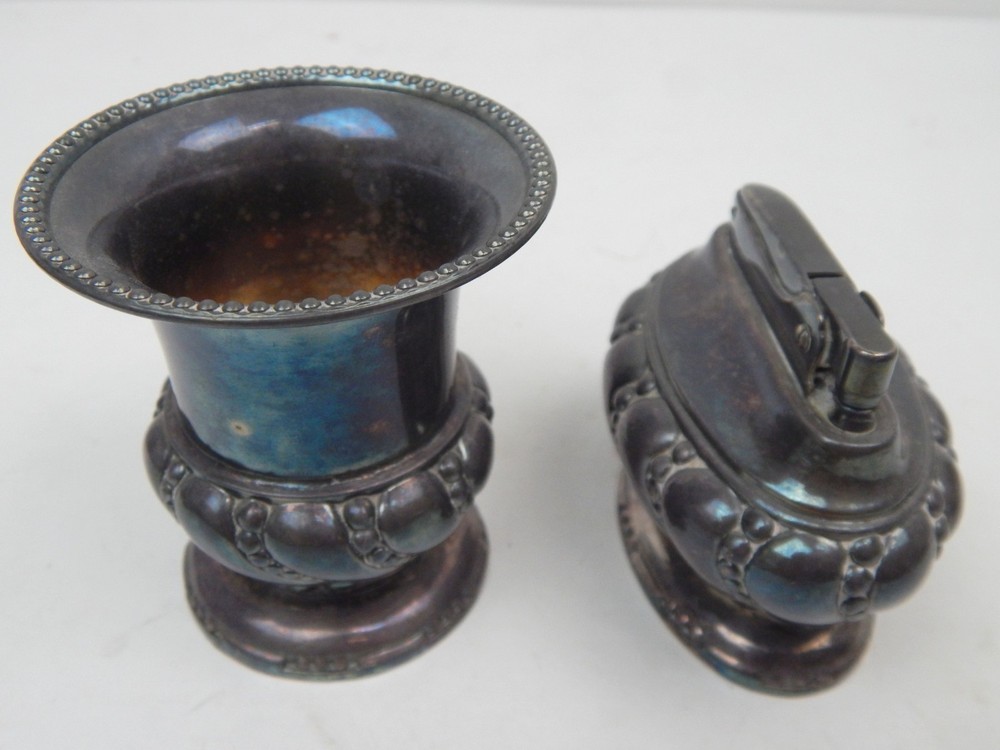 2K Ronson Table Lighter Cigarette Holder Serving Tray Silver Plate USA