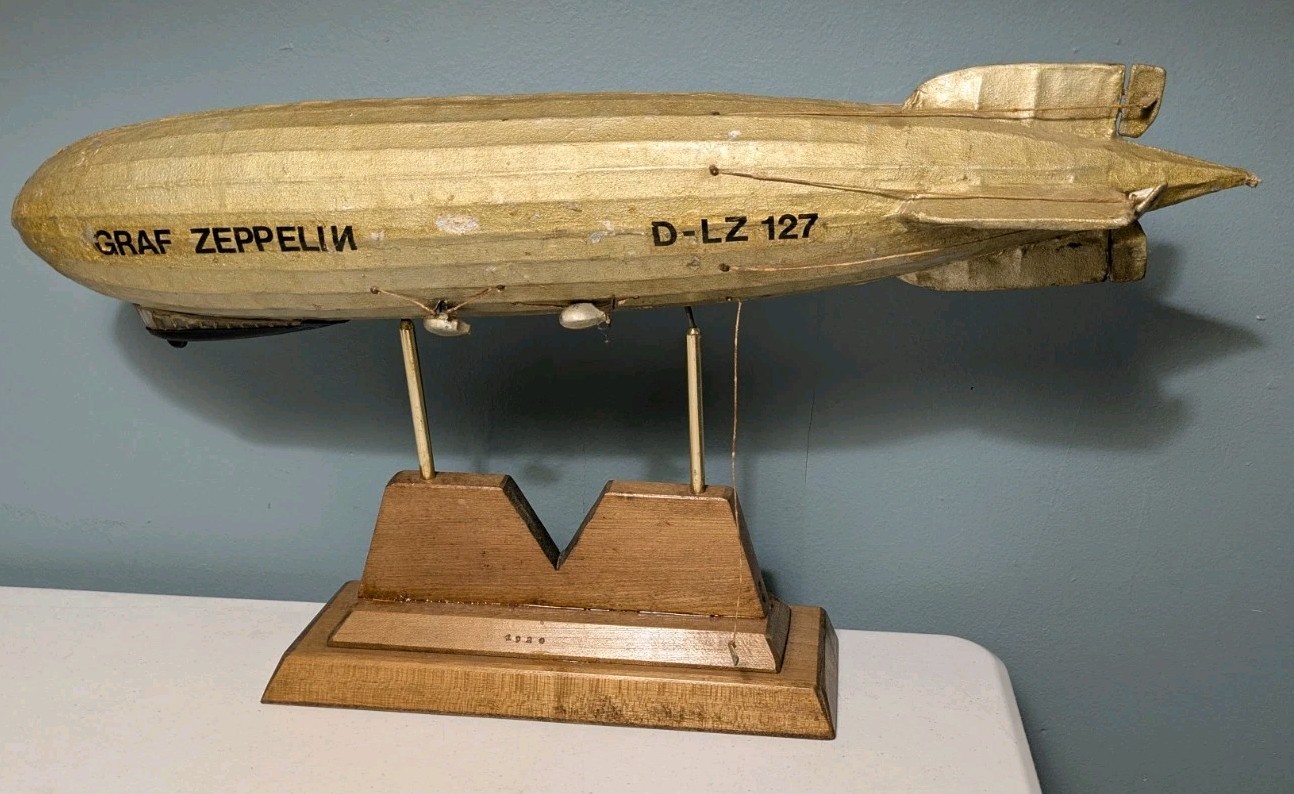 Antique Handmade LZ-127 Graf Zeppelin Germany Paper & Wood Model 1928 AJ