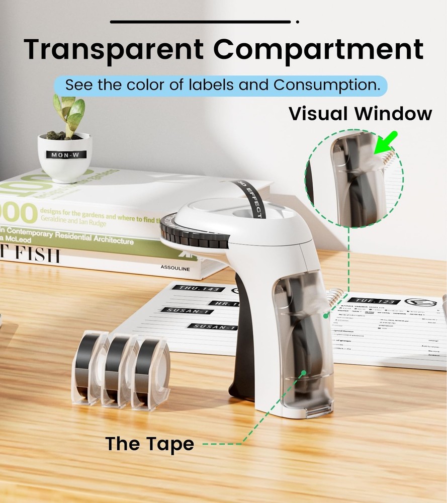 Embossing Label Maker Machine with Tapes, Manual Embossed Label Maker Retro, ...