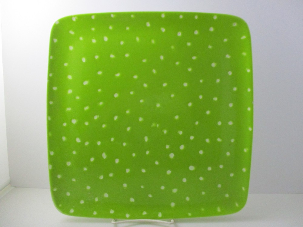 PRESENT TENSE LINEN DOT LIME SQUARE TRAY 12" -1305D