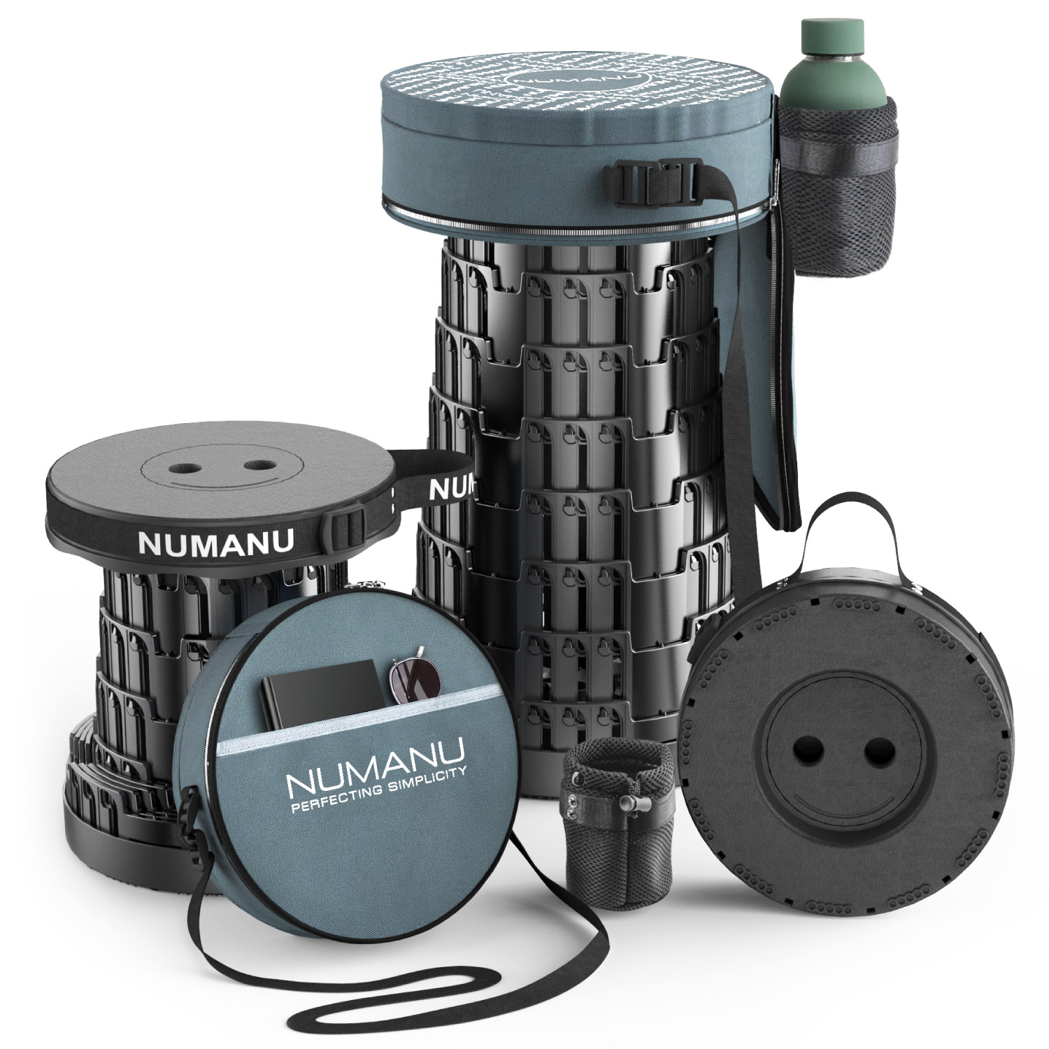 2025 Upgraded Collapsible Stool & 3-IN-1 Carry Bag / Seat Cushion + Drink Holder