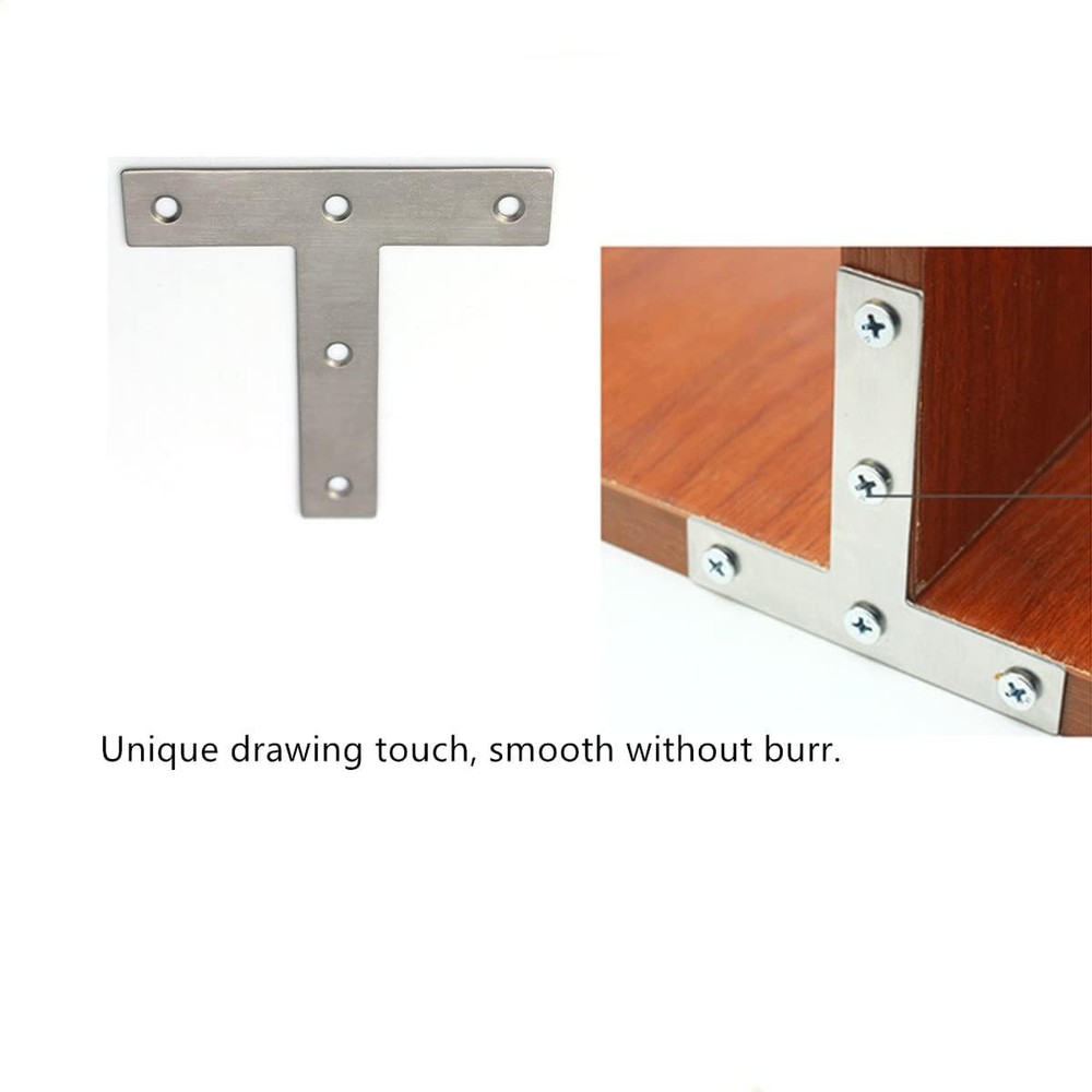 T Brackets, 10PCS Stainless Steel T Flat T Shape Medium, Silver