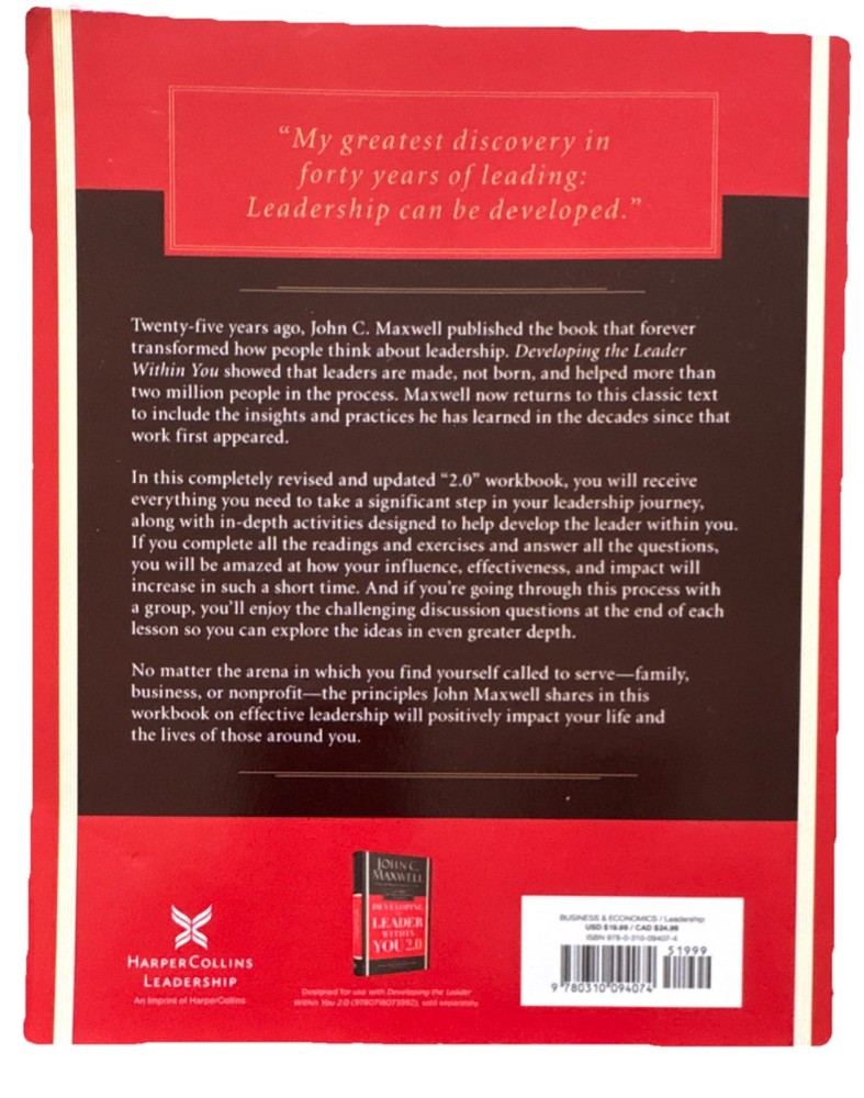 John C. Maxwell Developing the Leader Within You 2.0 Workbook 10 Lessons