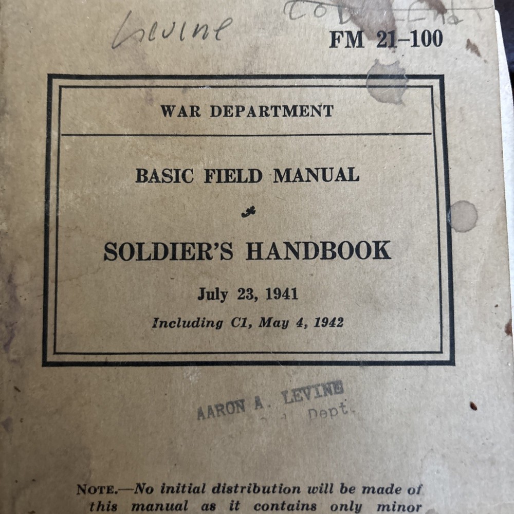 WW2 War Department Basic Field Manual Soldiers Handbook July 23 1941 Original