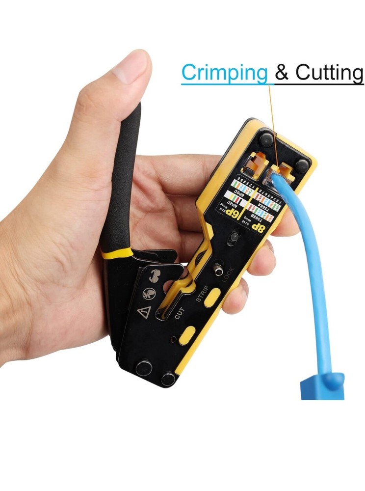 Ethernet Crimp Tool Kit - Cat5/Cat6/Cat7 Network Crimper with Cable Tester, Mini