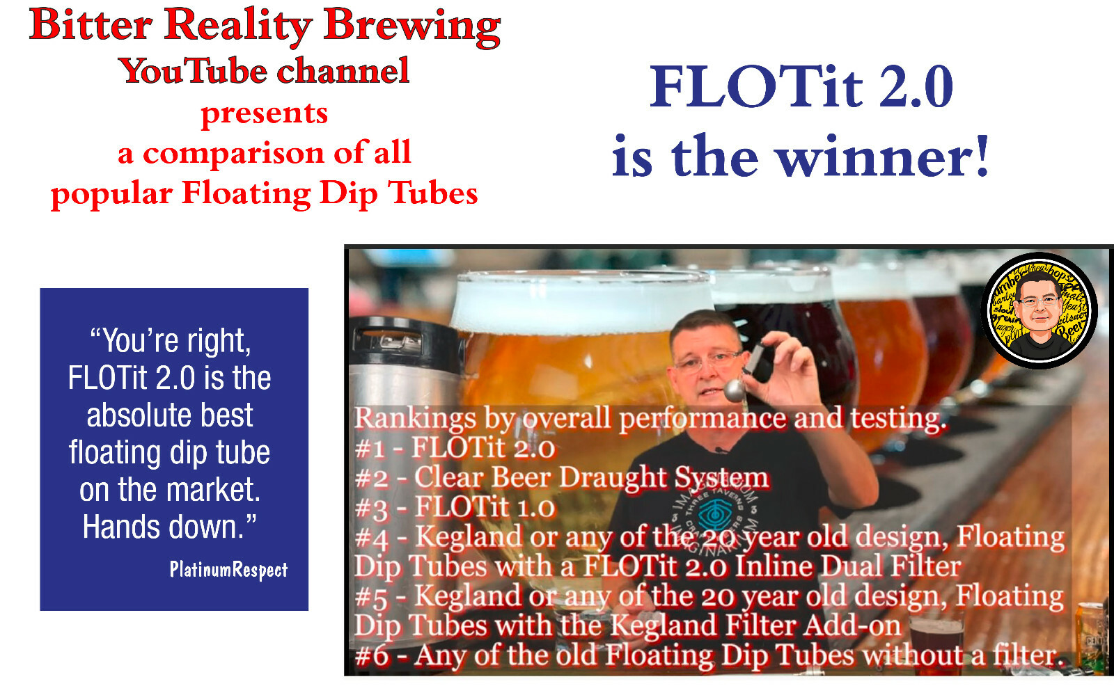FLOTit 2.0 NO BEER LEFT BEHIND! Floating Dip Tube w/ Double Filter Inlet or DFI