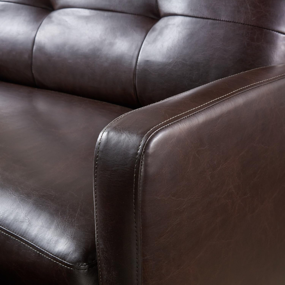 Halima Brown Leather 2-Seater Recliner by