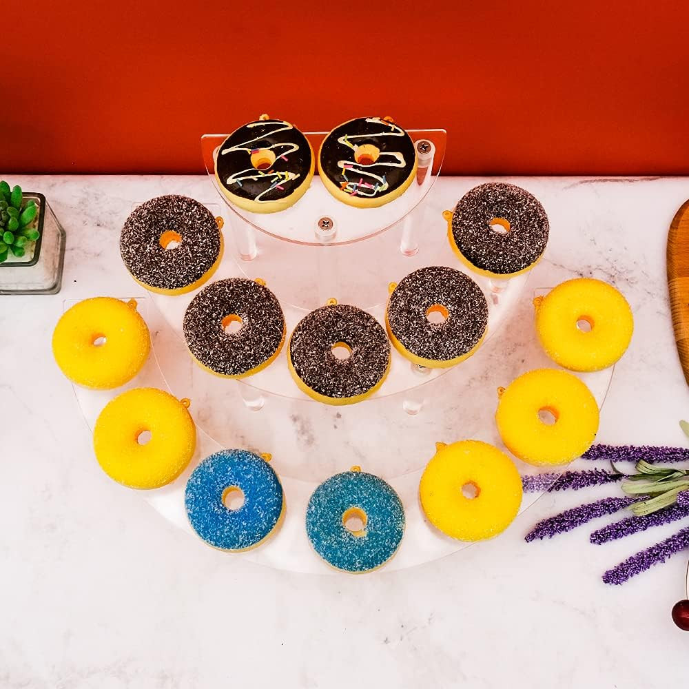 Acrylic Risers Display Stand - 3 Tier Clear Step Display Riser- Half Moon Cupcak