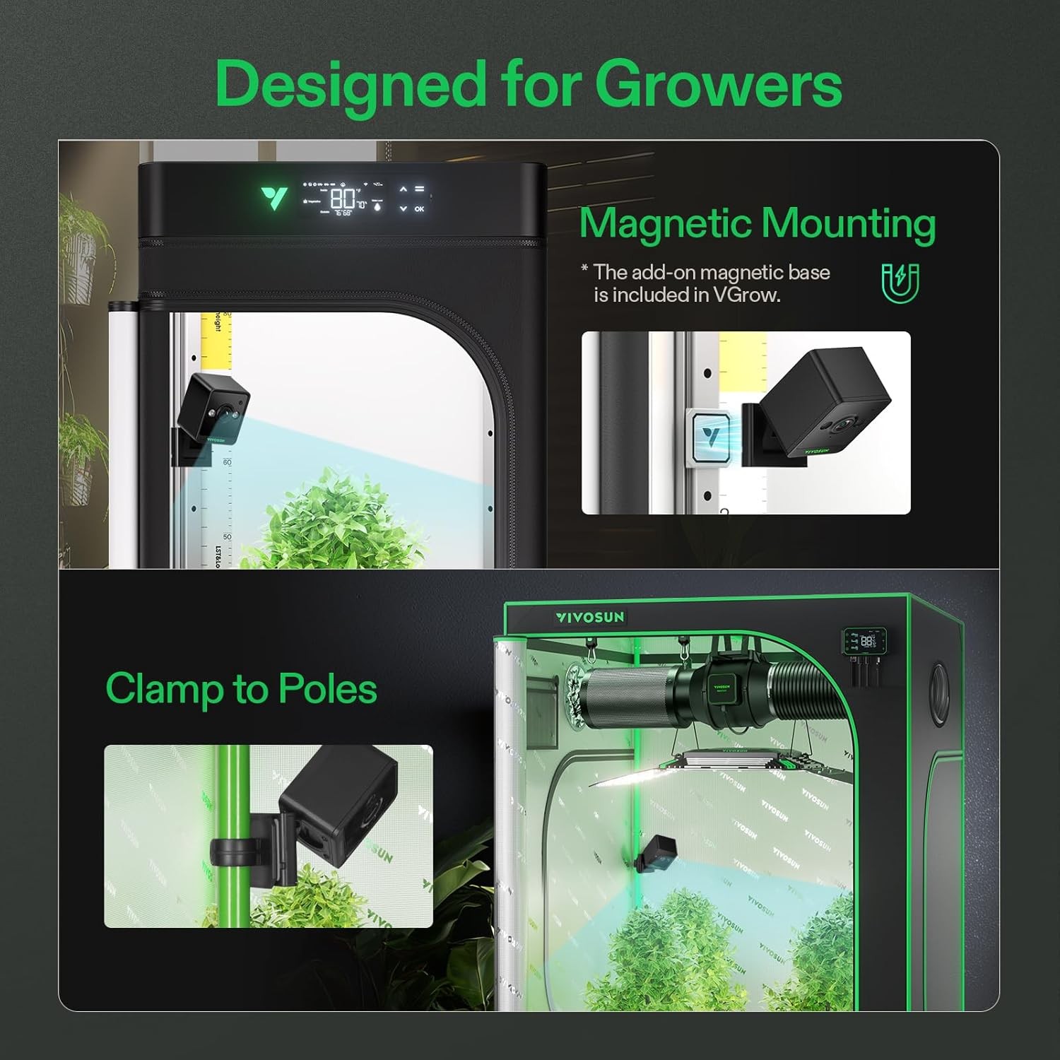 VIVOSUN GrowCam C4 2K QHD WiFi Smart Camera for Grow Tent & VGrow Smart Grow Box