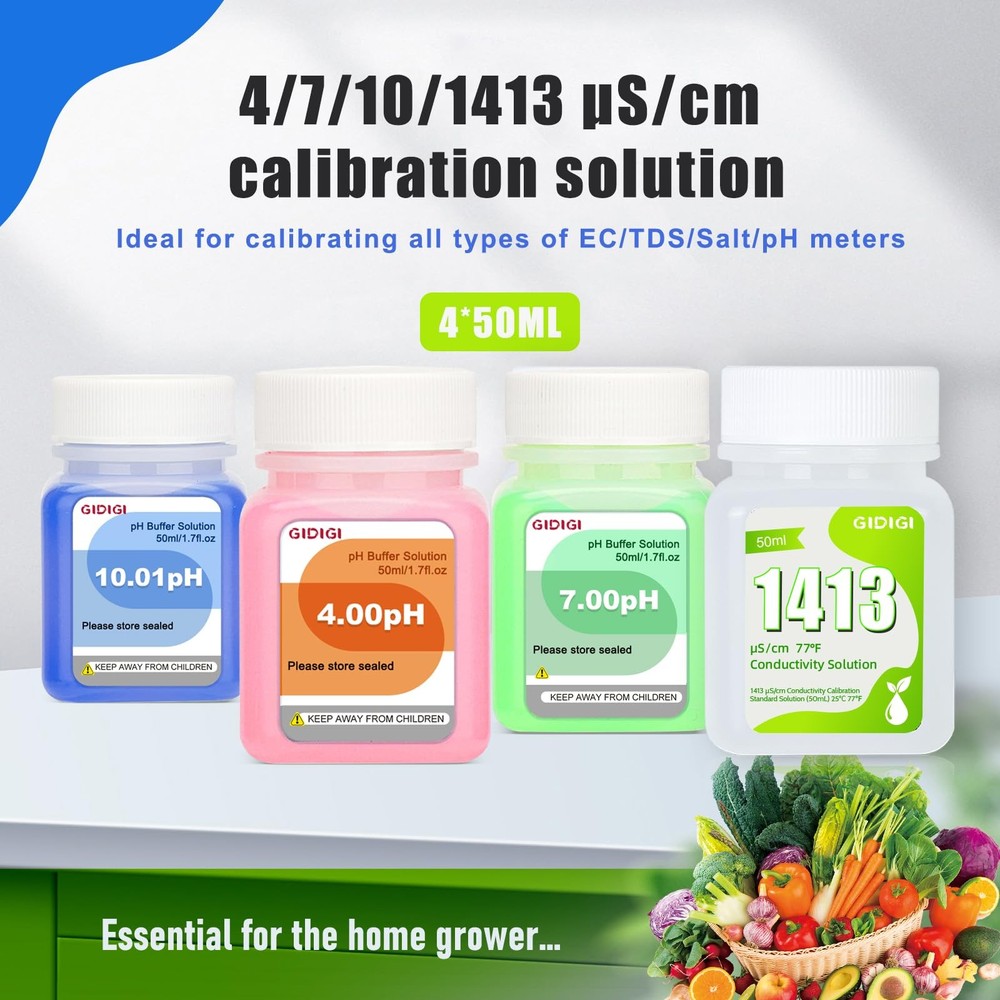 Calibration Buffer Solution kit 4/7/10 and 1413µS/cm, TDS/EC Standard Solutio...