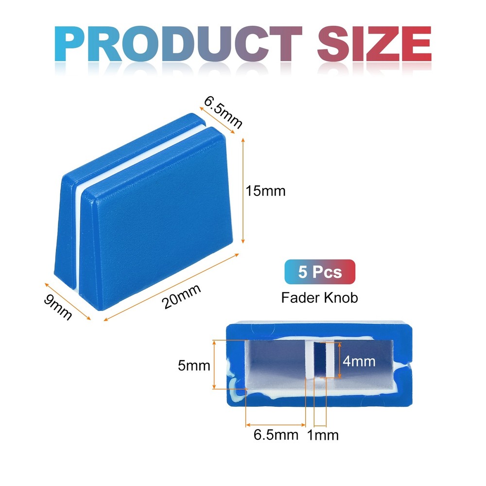Universal Fader Knobs, Blue Mixer Fader Caps Plastic for DJ Console, 5Pcs