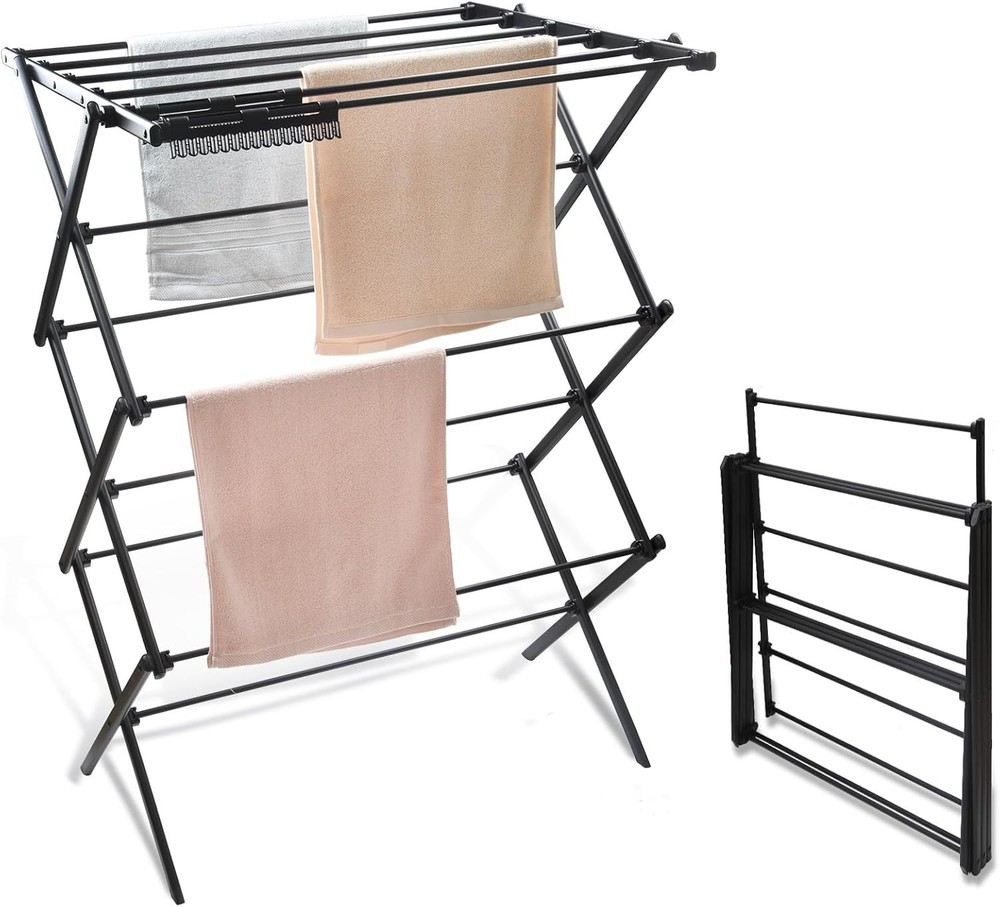 3 Tier Foldable Drying Rack, Vertical Laundry Rack, Portable and Collapsible