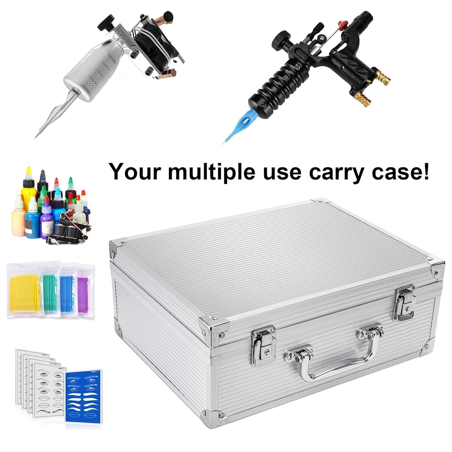 Aluminum Alloy Tattoo Storage Organizer Carrying Case for Tattoo Equipment