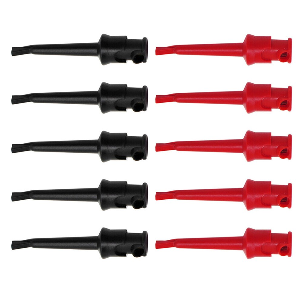 10 PCS Mini Grabber Test Hook Clips Insulated for Electrical Testing Black & Red