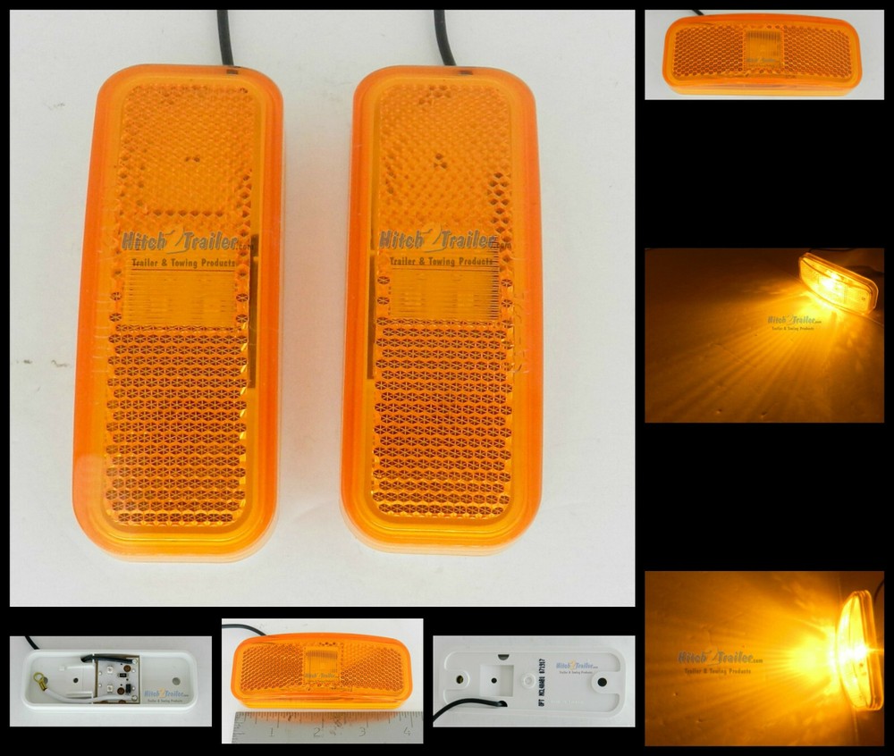 (2) 4" Amber Rectangle Surface Mount LED Clearance Marker Light 2 Diode MCL40AB1