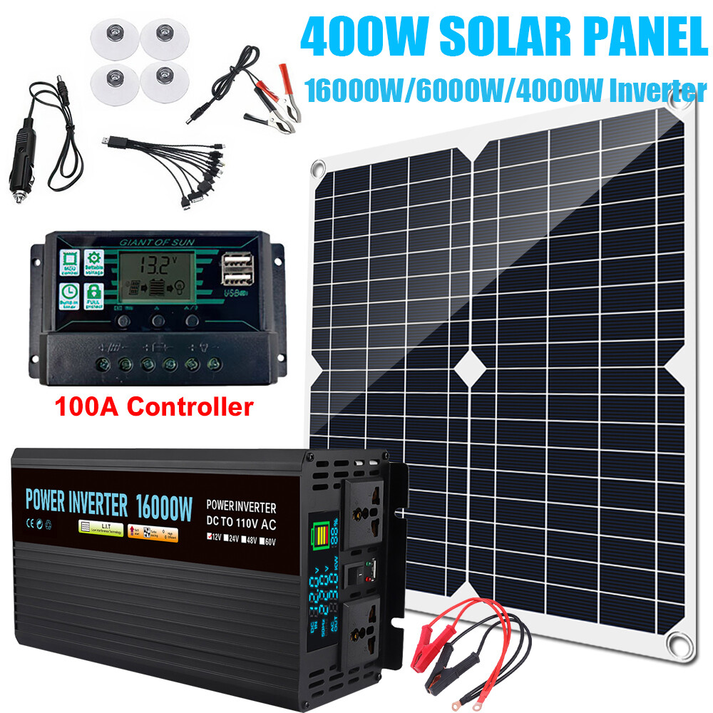 16000W Inverter Solar Panel Kit Solar Power Generator 100A Home 110V Grid System