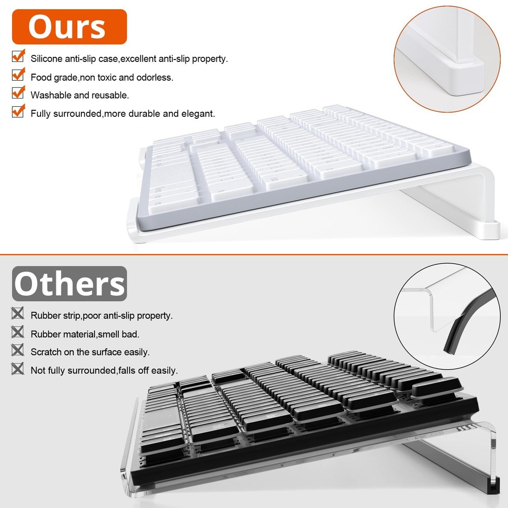 Acrylic Tilted Computer Keyboard Holder for Easy Ergonomic Typing Keyboard St...
