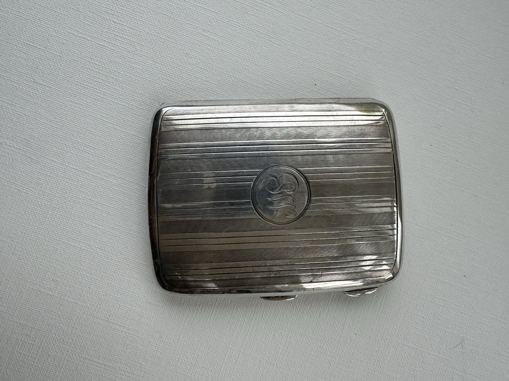 Sterling Silver Antique Engraved Design Cigarette Case, SW